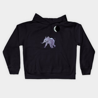 Baby Elephant's Midnight Stroll Kids Hoodie